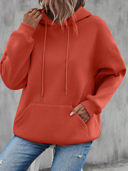 Casual Solid Color Hoodie for Women - Fleece Pocket Pullover - ZOOMNSTORE