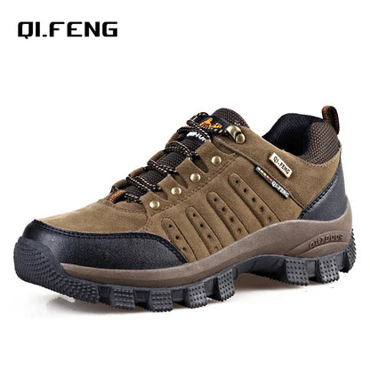 Mens Waterproof Leather Outdoor Sneakers - High-Quality Casual Climbing and Trekking Shoes - ZOOMNSTORE