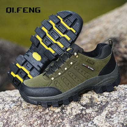 Mens Waterproof Leather Outdoor Sneakers - High-Quality Casual Climbing and Trekking Shoes - ZOOMNSTORE