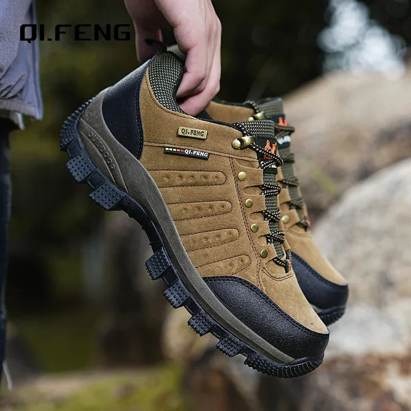 Mens Waterproof Leather Outdoor Sneakers - High-Quality Casual Climbing and Trekking Shoes - ZOOMNSTORE