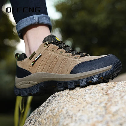 Mens Waterproof Leather Outdoor Sneakers - High-Quality Casual Climbing and Trekking Shoes - ZOOMNSTORE