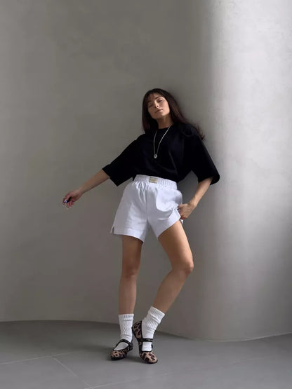 Casual Oversized Cotton T-shirt for Women - Pink O-neck Aesthetic Top - ZOOMNSTORE