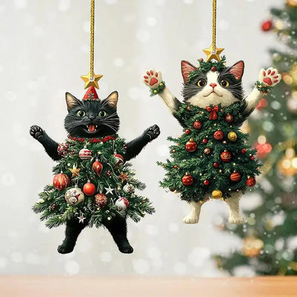 Cute Cat Christmas Tree Pendant - Hanging Ornament for Car and Backpack - ZOOMNSTORE