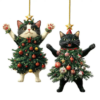 Cute Cat Christmas Tree Pendant - Hanging Ornament for Car and Backpack - ZOOMNSTORE