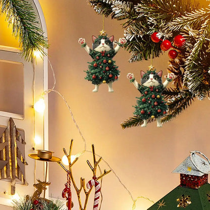 Cute Cat Christmas Tree Pendant - Hanging Ornament for Car and Backpack - ZOOMNSTORE