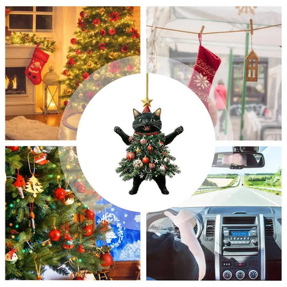 Cute Cat Christmas Tree Pendant - Hanging Ornament for Car and Backpack - ZOOMNSTORE