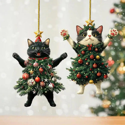 Cute Cat Christmas Tree Pendant - Hanging Ornament for Car and Backpack - ZOOMNSTORE