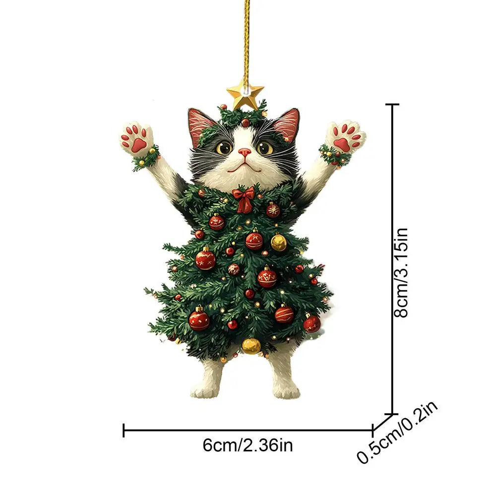 Cute Cat Christmas Tree Pendant - Hanging Ornament for Car and Backpack - ZOOMNSTORE