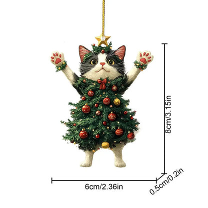 Cute Cat Christmas Tree Pendant - Hanging Ornament for Car and Backpack - ZOOMNSTORE