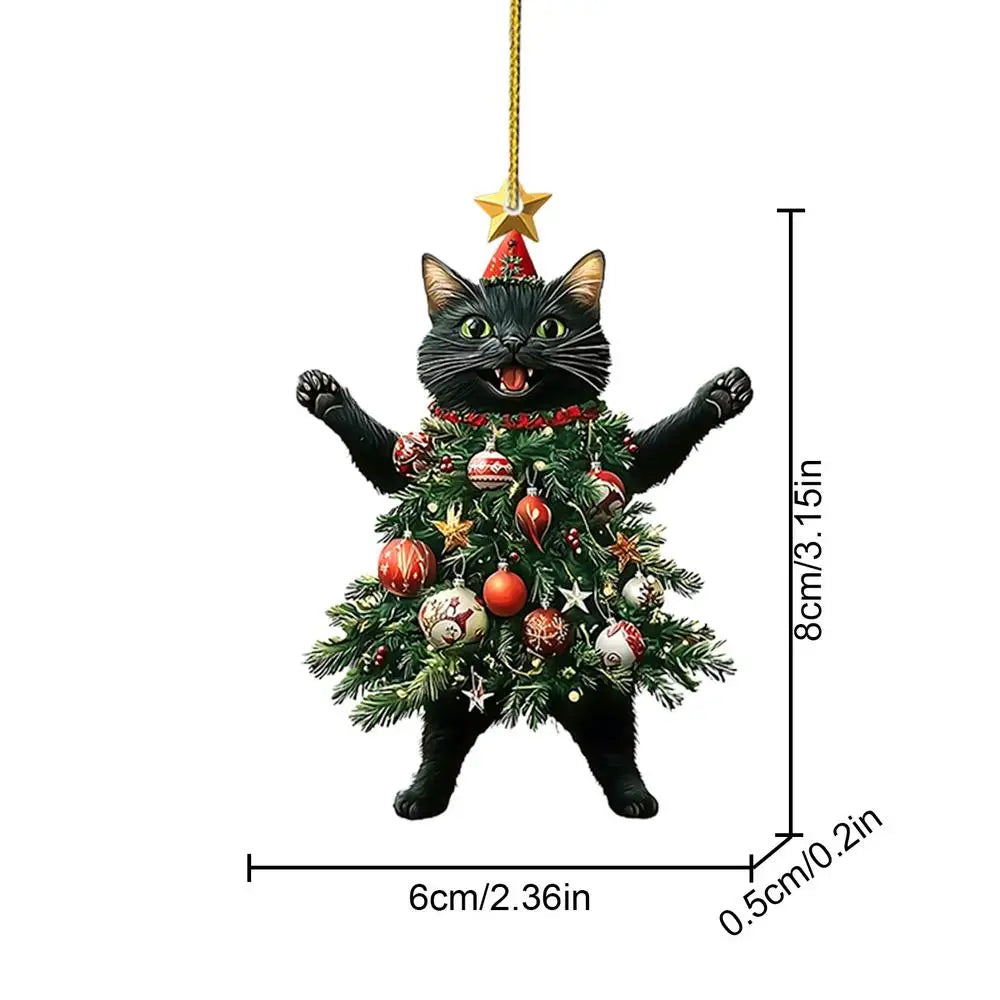 Cute Cat Christmas Tree Pendant - Hanging Ornament for Car and Backpack - ZOOMNSTORE