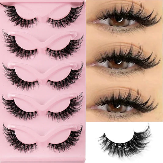 Faux Mink Cat Eye Lashes - 5 Pairs Natural Long Winged Fake Eyelashes - ZOOMNSTORE