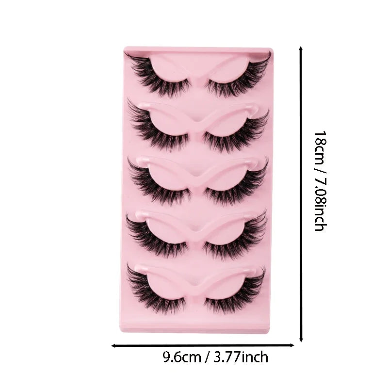 Faux Mink Cat Eye Lashes - 5 Pairs Natural Long Winged Fake Eyelashes - ZOOMNSTORE