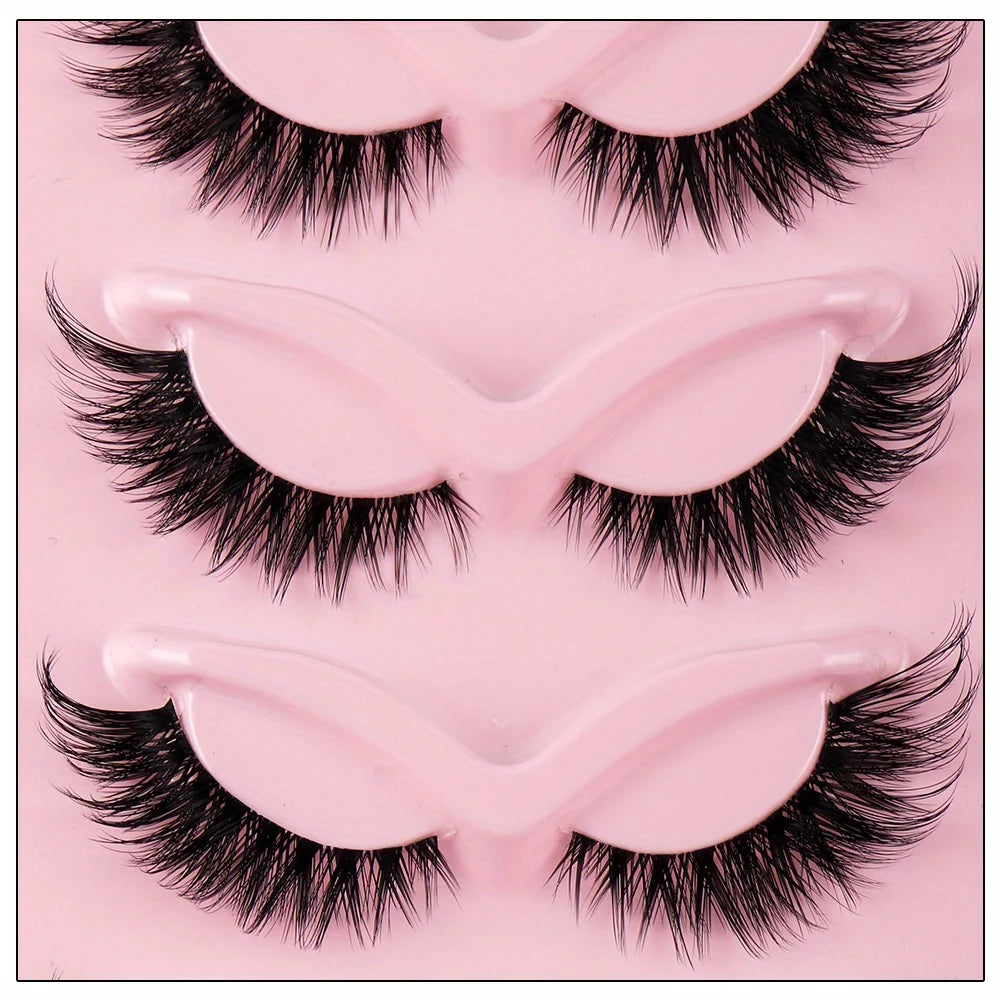 Cat Eye Fake Eyelashes - 3 Boxes 15 Pairs Natural Long Winged Lashes - ZOOMNSTORE