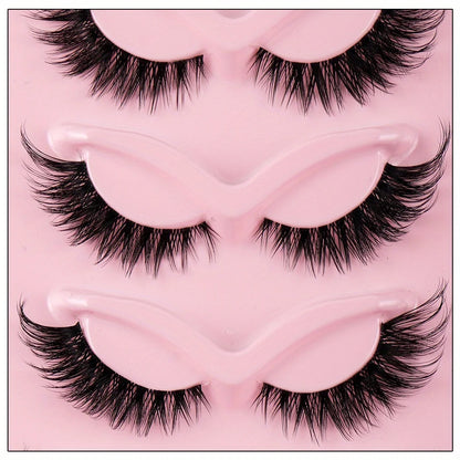 Cat Eye Fake Eyelashes - 3 Boxes 15 Pairs Natural Long Winged Lashes - ZOOMNSTORE