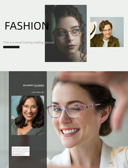 Cat Eye Reading Glasses - Stylish Women Presbyopic Glasses With Rivet Frame - ZOOMNSTORE