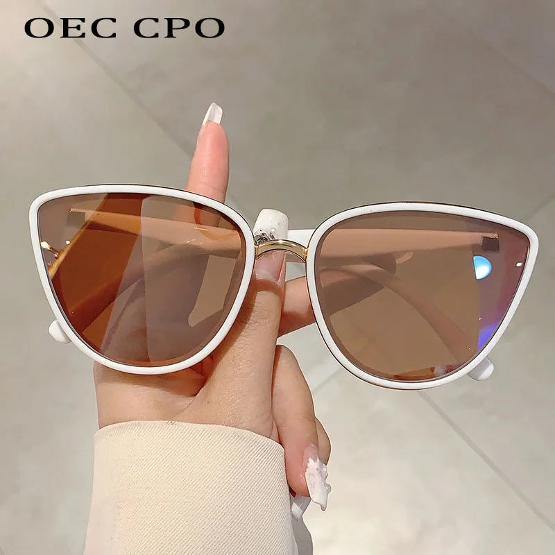 Vintage Cat Eye Sunglasses - Trendy UV400 Mirror Shades for Women - ZOOMNSTORE