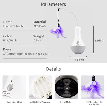 Cat Feather Toy - Interactive Automatic Cat Teaser with Silent Motor for Indoor Play - ZOOMNSTORE