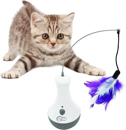 Cat Feather Toy - Interactive Automatic Cat Teaser with Silent Motor for Indoor Play - ZOOMNSTORE