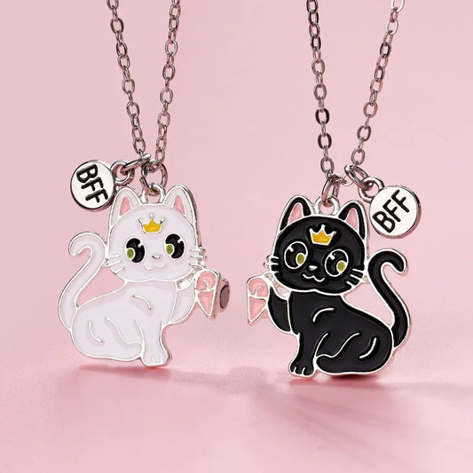 Cartoon Animal Cat Best Friend Necklace Set - BFF Friendship Jewelry for Kids - ZOOMNSTORE