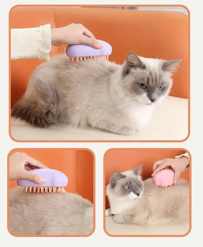3-in-1 Electric Cat Brush with Spray - Comb Massage and Hair Remover Tool - ZOOMNSTORE