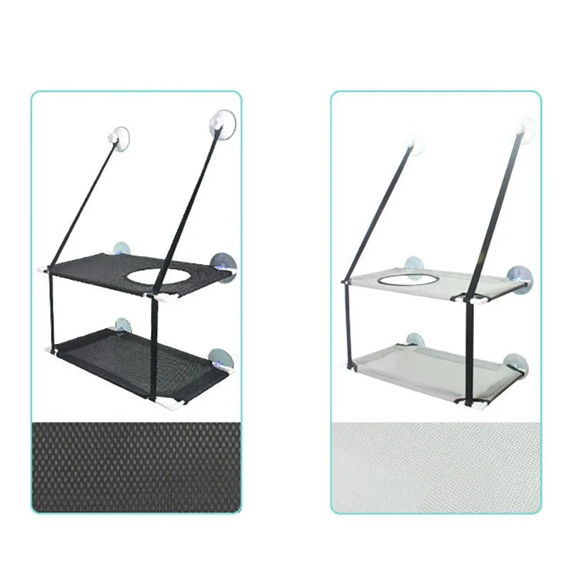 Cat Hammock Window Bed Kitten Sunny Seat Hanging Mount Beds Cat Sofa double-decker tunnels Suction Cup Wall Pet Hanging Winter - ZOOMNSTORE