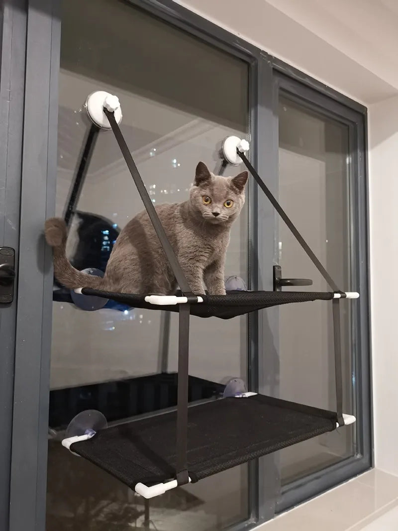 Cat Hammock Window Bed Kitten Sunny Seat Hanging Mount Beds Cat Sofa double-decker tunnels Suction Cup Wall Pet Hanging Winter - ZOOMNSTORE