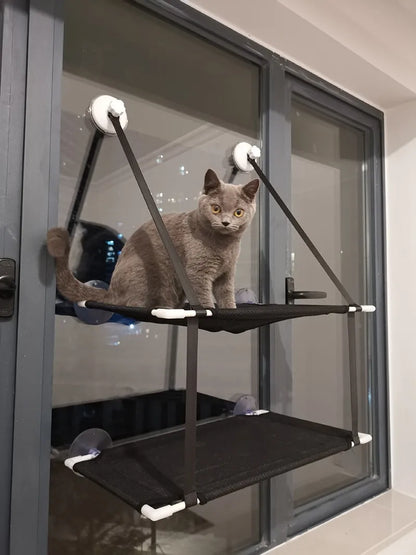 Cat Hammock Window Bed Kitten Sunny Seat Hanging Mount Beds Cat Sofa double-decker tunnels Suction Cup Wall Pet Hanging Winter - ZOOMNSTORE