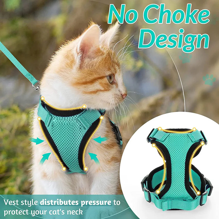 Escape Proof Cat Harness and Leash - Adjustable Soft Vest for Walking - ZOOMNSTORE