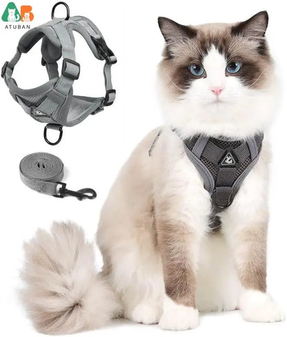 Escape Proof Cat Harness and Leash Set - Adjustable Reflective Vest for Outdoor Walking - ZOOMNSTORE