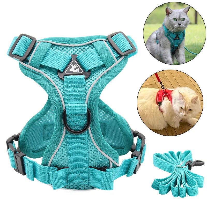 Reflective Cat Harness and Leash Set - Breathable Mesh for Small Dogs and Cats - ZOOMNSTORE