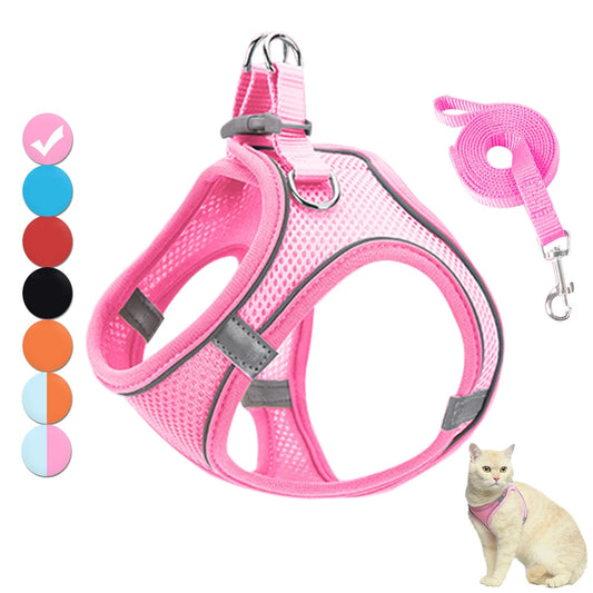 Reflective Cat Harness and Leash Set - Adjustable Pet Harness for Cats and Small Dogs - ZOOMNSTORE