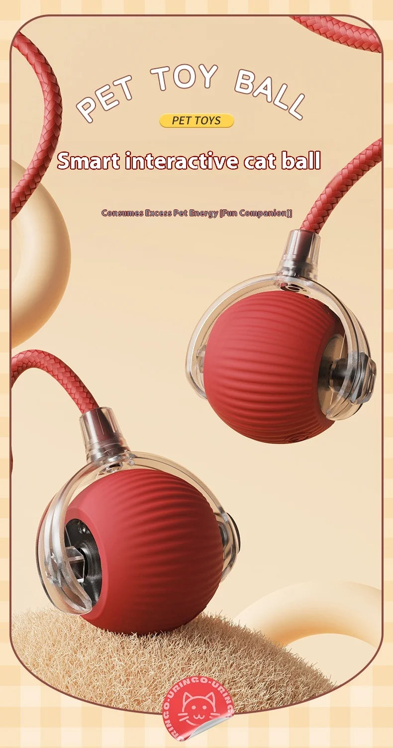 Interactive Cat Toy - Automatic Rolling Ball with Faux Tail - ZOOMNSTORE