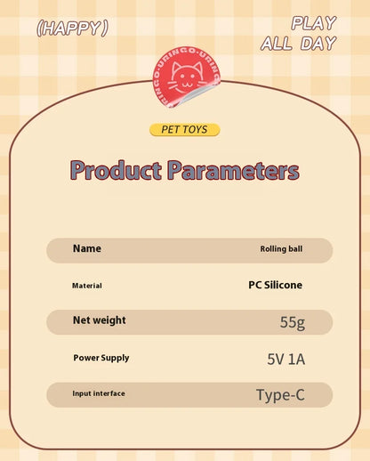 Interactive Cat Toy - Automatic Rolling Ball with Faux Tail - ZOOMNSTORE