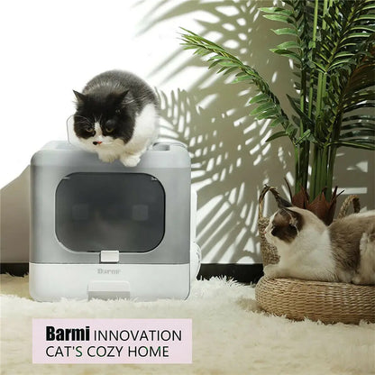 Enclosed Cat Litter Box with Scoop - Foldable Sifting Toilet for Kittens - ZOOMNSTORE