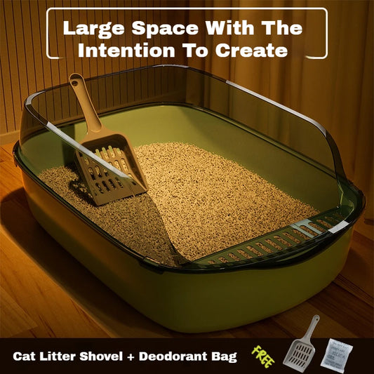 Large Capacity Cat Litter Box - Anti-Splash Plastic Cat Toilet - ZOOMNSTORE