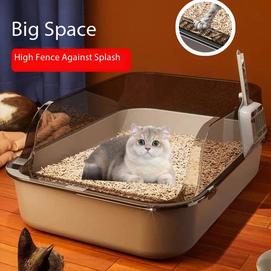Semi-Enclosed Cat Litter Box - Splashproof Thickened Kitty Tray - ZOOMNSTORE