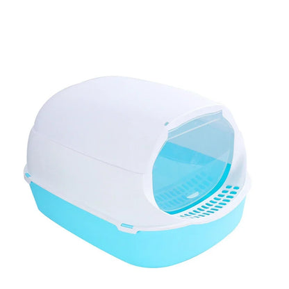 Semi-Enclosed Cat Litter Box - Splashproof Kitty Toilet Tray - ZOOMNSTORE