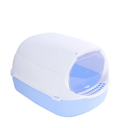 Semi-Enclosed Cat Litter Box - Splashproof Kitty Toilet Tray - ZOOMNSTORE