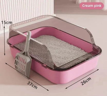 Semi-Enclosed Cat Litter Box - Splashproof Kitty Toilet Tray - ZOOMNSTORE