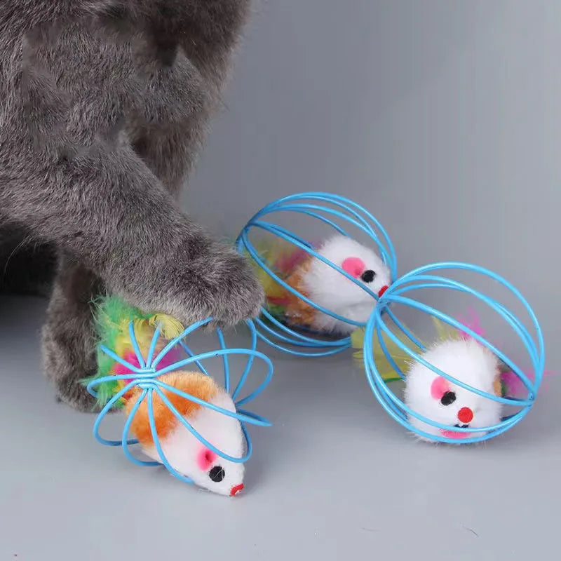Plush Mouse Cat Toy - Self-Teasing Interactive Ball - ZOOMNSTORE