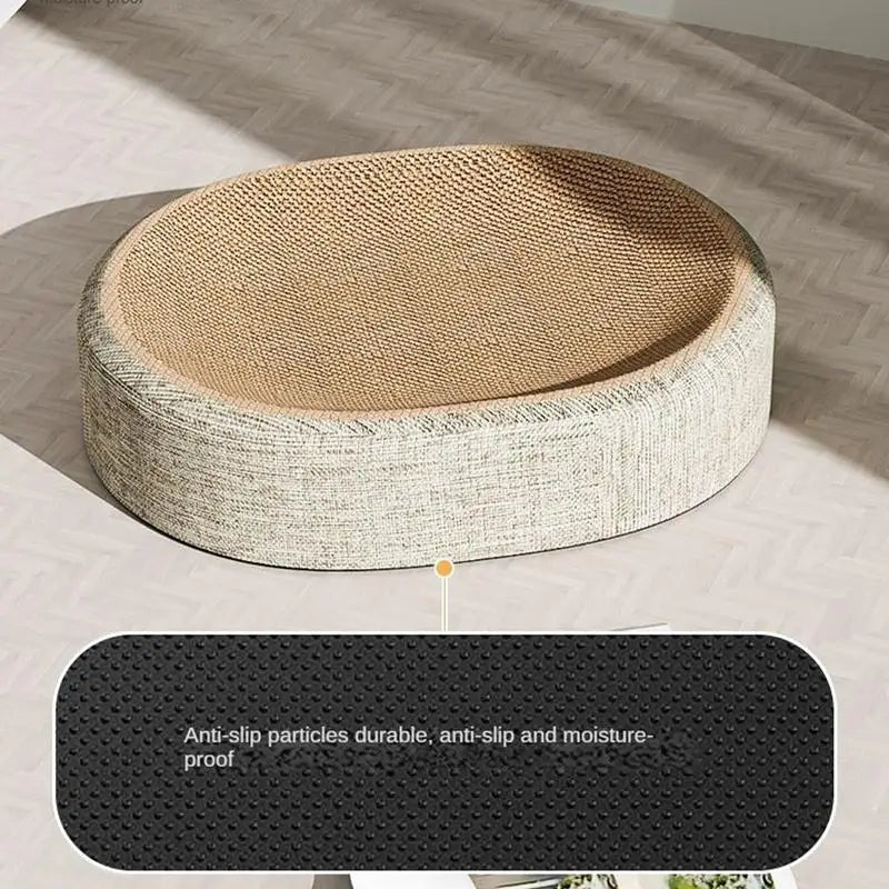 Oval Shape Scratch Pad For Cats sisal Scratching Cat Bed Multifunctional Pet Sleeping Mat Cat Scratch Bed For Cats To Rest - ZOOMNSTORE