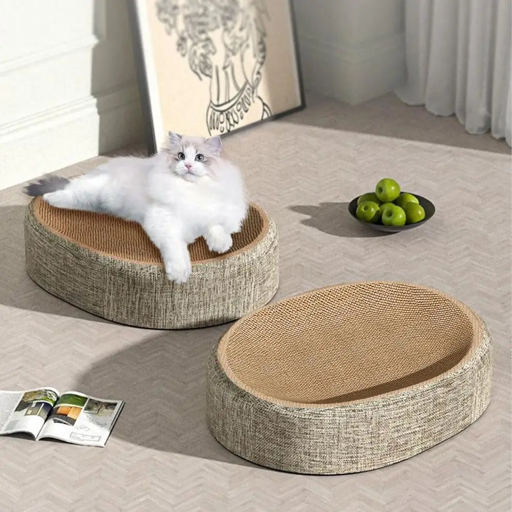 Oval Shape Scratch Pad For Cats sisal Scratching Cat Bed Multifunctional Pet Sleeping Mat Cat Scratch Bed For Cats To Rest - ZOOMNSTORE