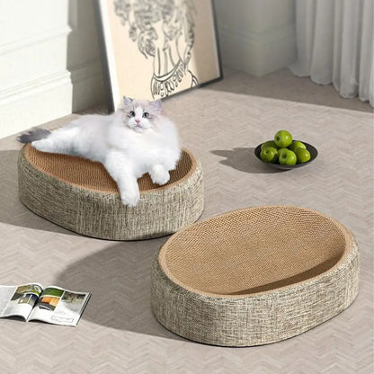 Oval Shape Scratch Pad For Cats sisal Scratching Cat Bed Multifunctional Pet Sleeping Mat Cat Scratch Bed For Cats To Rest - ZOOMNSTORE