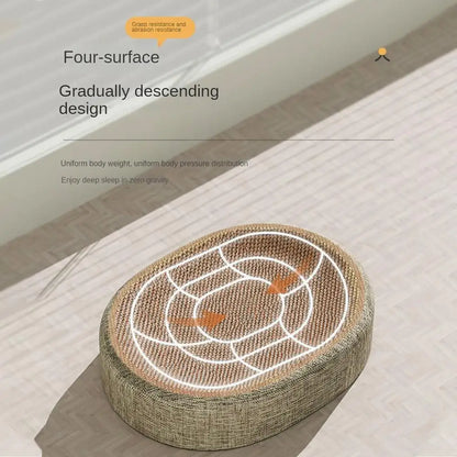 Oval Shape Scratch Pad For Cats sisal Scratching Cat Bed Multifunctional Pet Sleeping Mat Cat Scratch Bed For Cats To Rest - ZOOMNSTORE