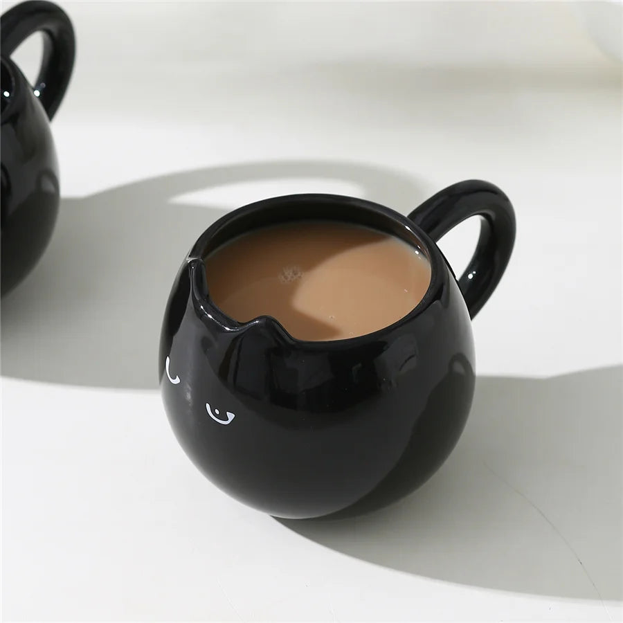 Cat Shaped Ceramic Cup - 380ml Creative Coffee Mug | Eco Friendly Porcelain Drinkware - ZOOMNSTORE
