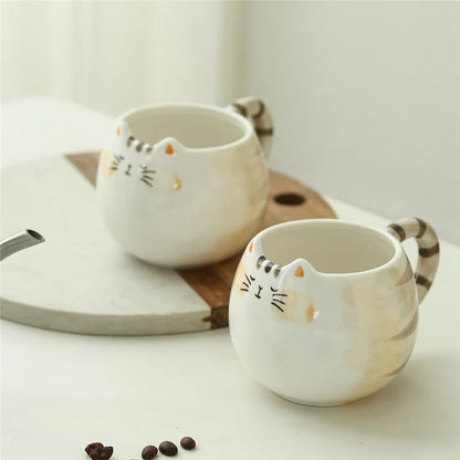 Cat Shaped Mug – Cute Ceramic Coffee Cup 380ml | Eco-Friendly Porcelain Drinkware - ZOOMNSTORE