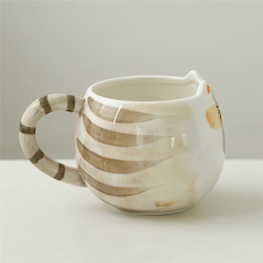 Cat Shaped Mug – Cute Ceramic Coffee Cup 380ml | Eco-Friendly Porcelain Drinkware - ZOOMNSTORE