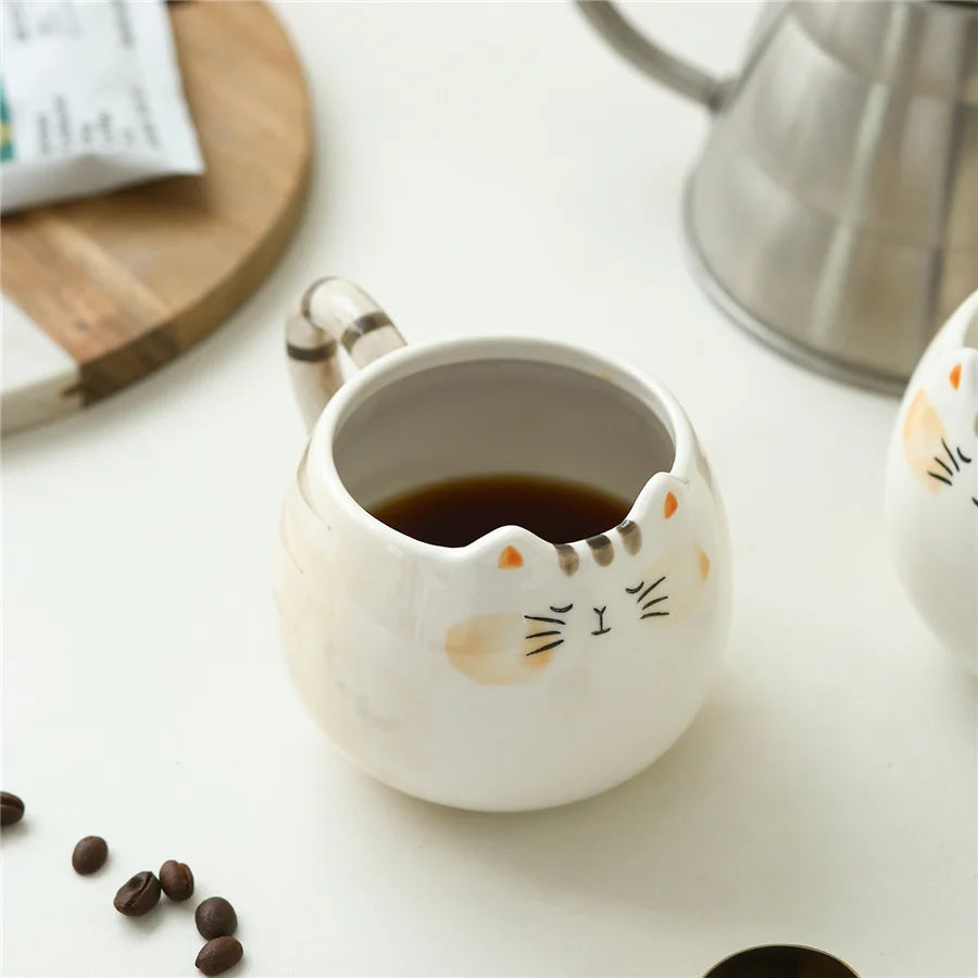 Cat Shaped Mug – Cute Ceramic Coffee Cup 380ml | Eco-Friendly Porcelain Drinkware - ZOOMNSTORE