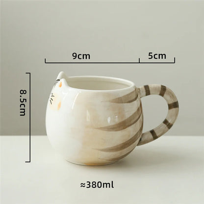 Cat Shaped Mug – Cute Ceramic Coffee Cup 380ml | Eco-Friendly Porcelain Drinkware - ZOOMNSTORE