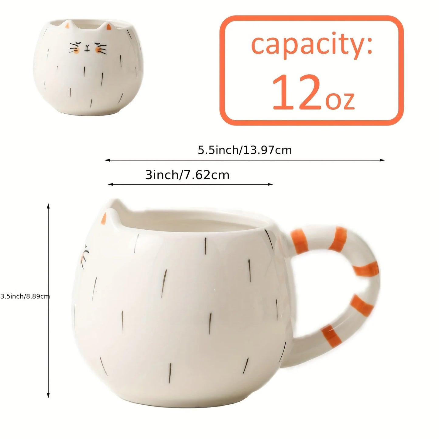Cat Shaped Mug – Cute Ceramic Coffee Cup 380ml | Eco-Friendly Porcelain Drinkware - ZOOMNSTORE